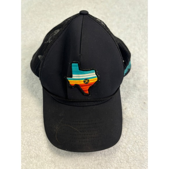 Hooey Other - Hooey Texas Patch Trucker Hat Black Mesh Snapback Cap Western Sunset Stripe